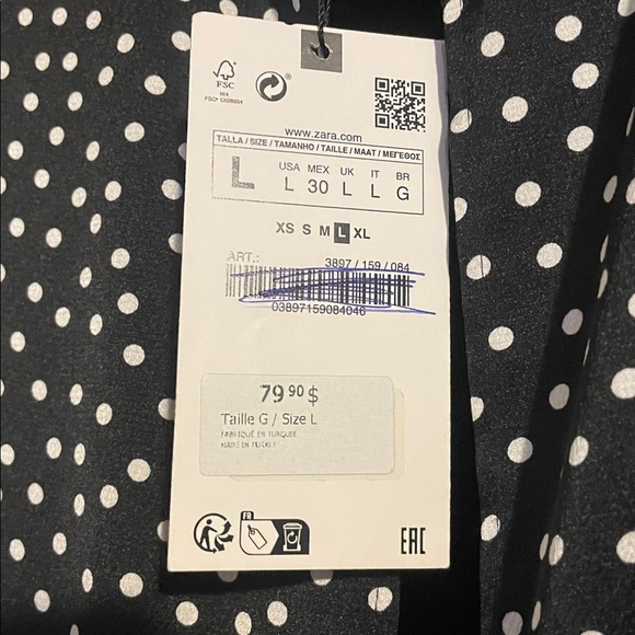 Zara Black and White Patterned Jumpsuit new with tags - Picture 7 of 8